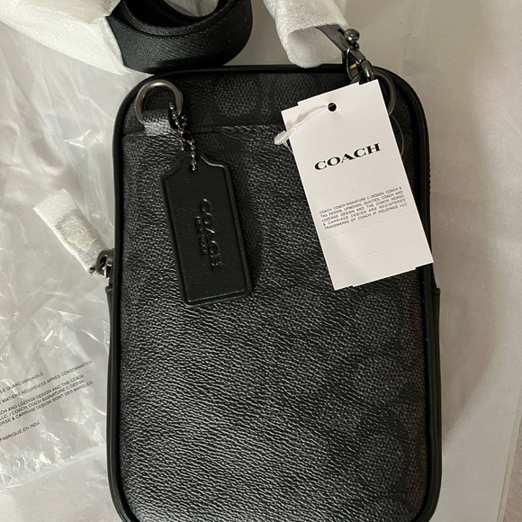 Coach Black Leather Men's Messenger Bag - Picture 2 of 4